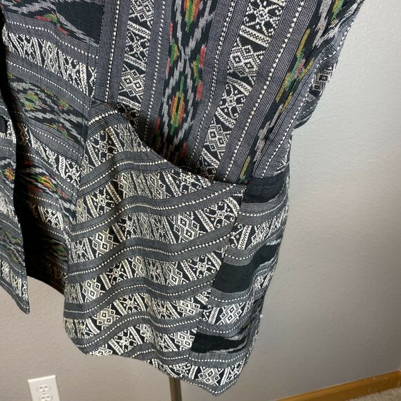 Vintage Thai Silk Handmade Art to Wear Jacket Oversized One Size 100% Silk Aztec - Picture 4 of 10